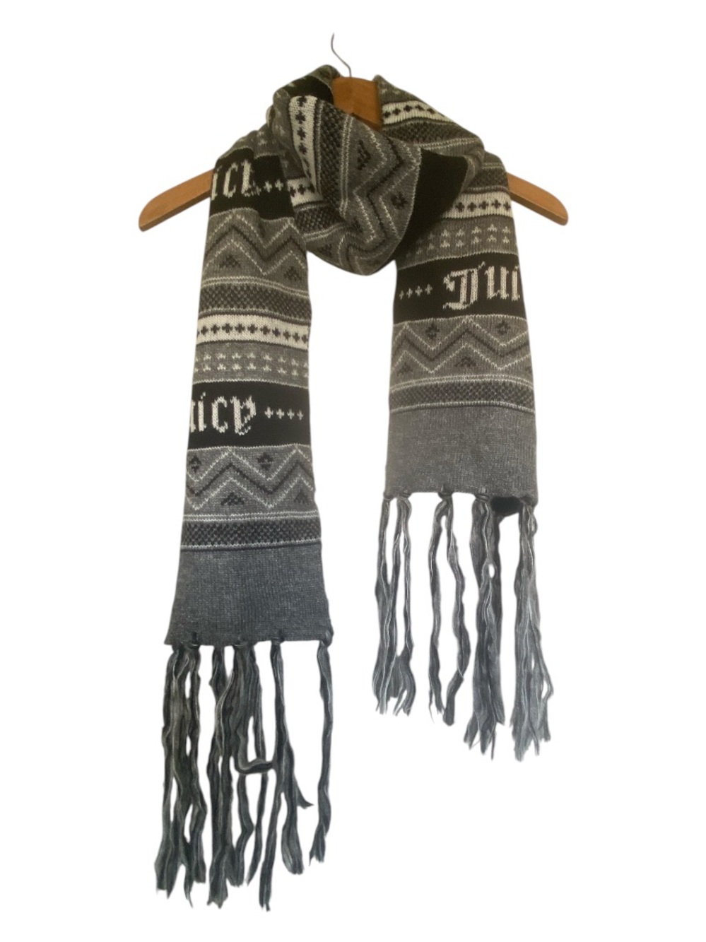 JUICY COUTURE Black Gray And White Scarf